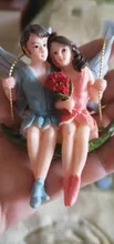 Couple Figurines Scene-Decoration Craft Swing Flower-Fairy Landscape-Pendant-Resin Romantic