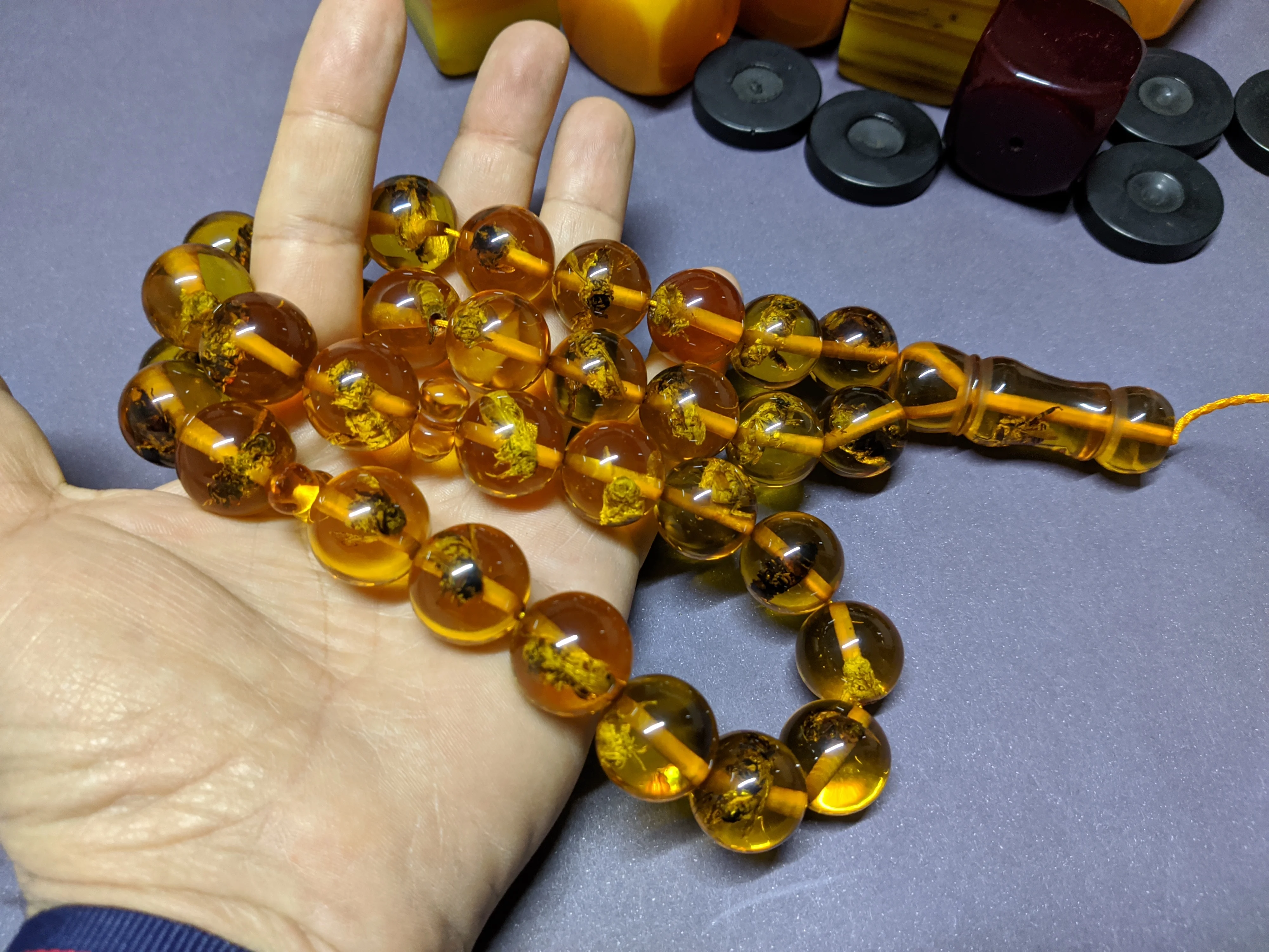 

Fossil German Misbaha Faturan Amber Bakelite Islamic Prayer Beads Tasbih Rosary Tasbeh Tesbih Tasbeeh Sandalos Yemeni Rare