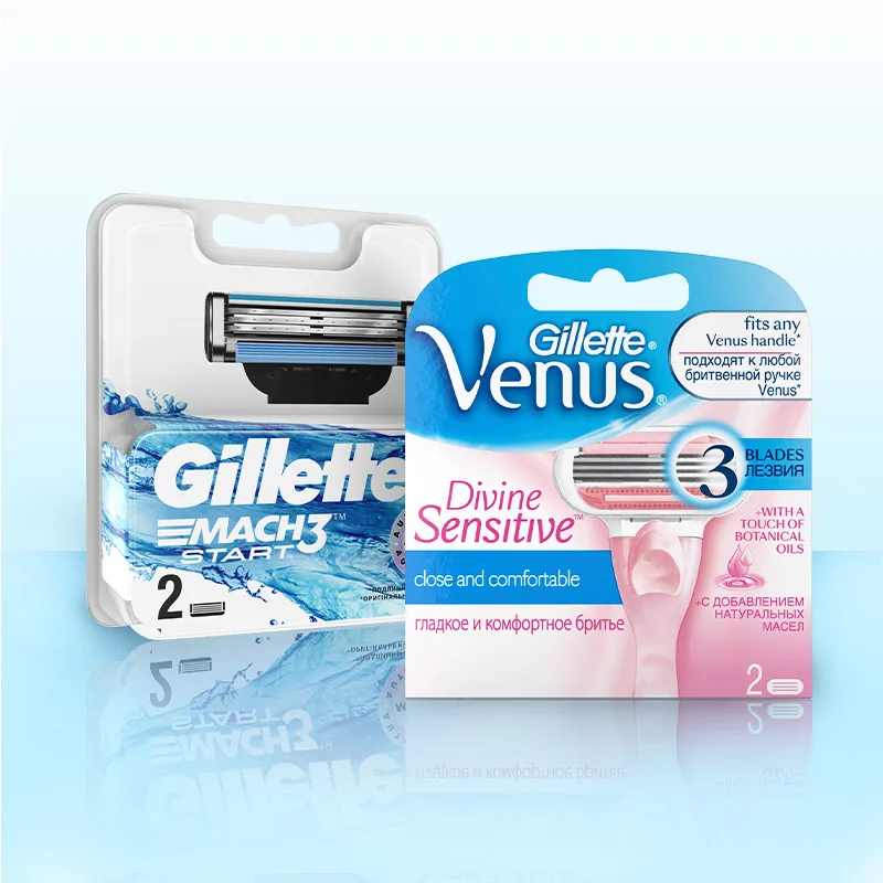 Набор для двоих: Сменные кассеты Gillette Mach3 Start 2 шт + Venus Divine шт.|Бритва| |