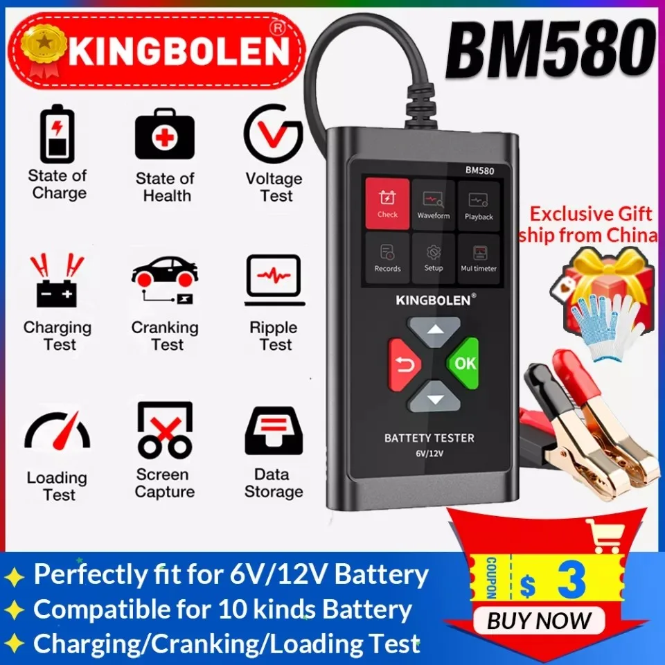 Отзыв о товаре Автомобильный тестер батареи KINGBOLEN BM580 12V 6V CCA Circut тестер Cranking зарядка инструменты BM550 Автомобильный анализатор батареи от пользователя E***h