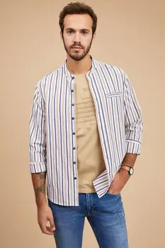 

DeFacto Man Long Sleeve Shirt Men's Striped Top Shirts Men's Casual Shirts Spring Shirt for Men-M5726AZ20SP