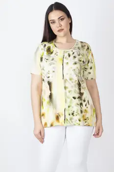 

Sans Textile Women 'S Green Lacquer Printed Viscose Blouse 65 N16084