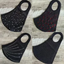 Mascarilla ostentoso con diamantes de imitación para mujer, máscara de fiesta de lujo, lentejuela brillante, antihumo, 4 Uds.