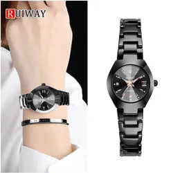 RUIWAY Reloj de estilo clásico para parejas, relojes de moda de acero para chica