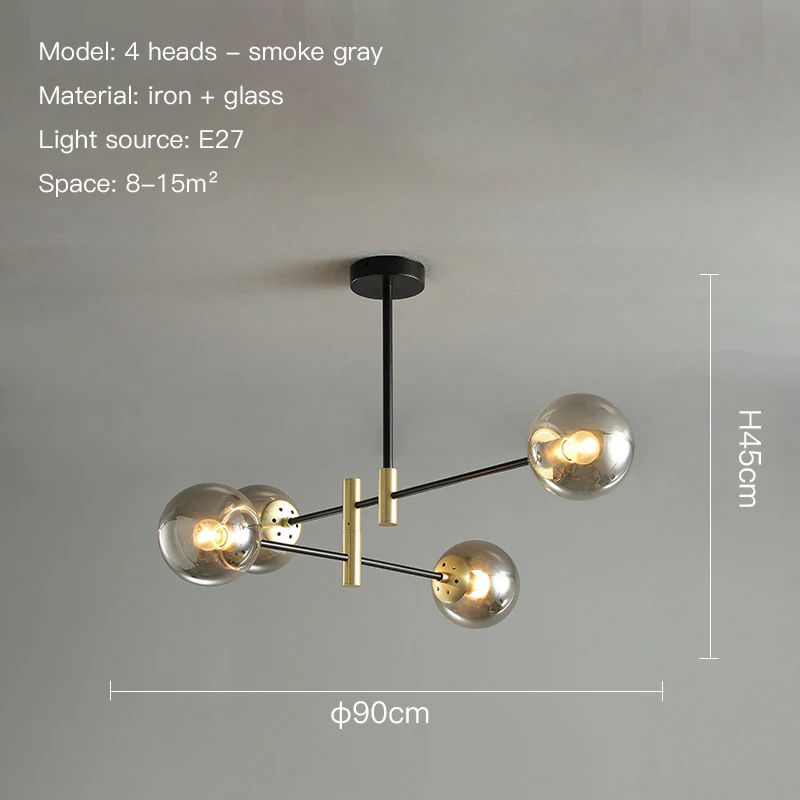 mid century modern chandelier Nordic LED Chandelier for Living Room Bedroom Dining Room Kitchen Glass Ball Ceiling Pendant Magic Bean Molecular Hanging Lamp gold chandelier Chandeliers