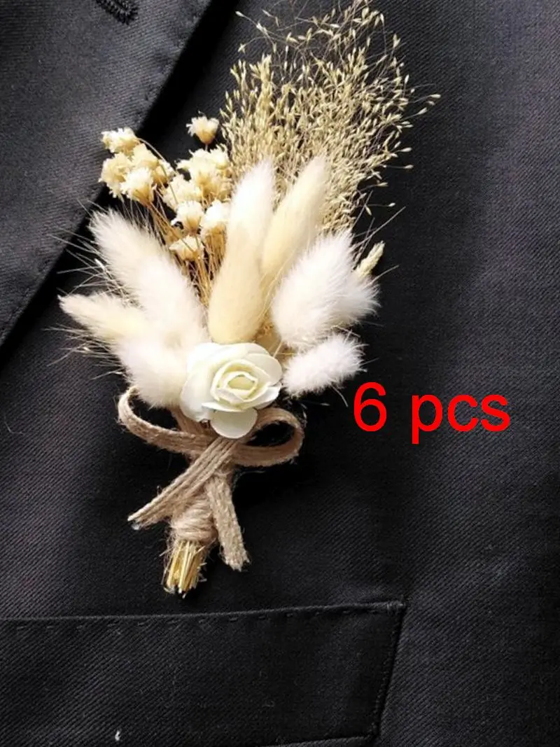 6 Pcs Of Natural Fresh Dried Preserved Flowers Gypsophila Paniculata Needle Corsage Boutonniere groom
