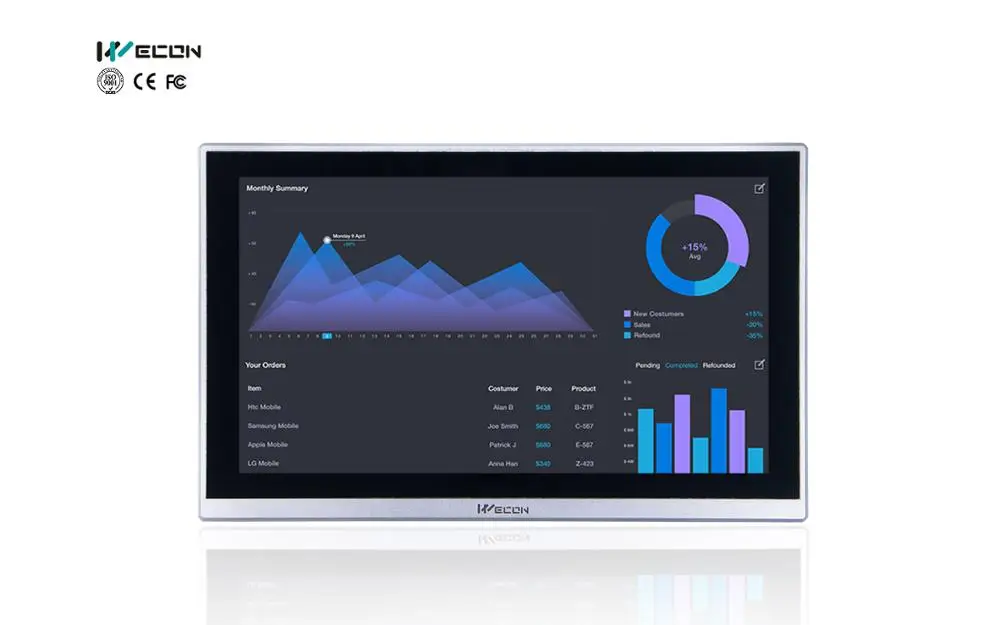 Пульт дистанционного управления Wecon 12 дюймов PI HMI с алюминиевым корпусом специально для автоматических проектов и решений