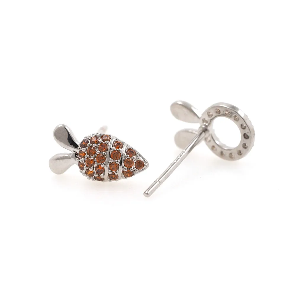 Cubic Zirconia Rabbit and Carrot Earrings, Carrot Earrings, Girl Earrings, Jewelry Charm