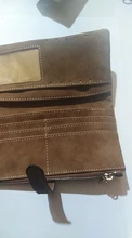 Bolso largo doble pliegue de famosa marca para mujer, billetera de cuero de nobuk con cordón, cremallera, billetera de gamuza, bolso de mano femenino