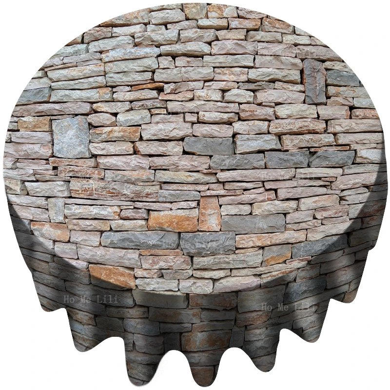 

Light Grey Dry Stone Wall Tiles With Bumps On The Surface Effect Modern Stonework Texture Round Tablecloth By Ho Me Lili Decor