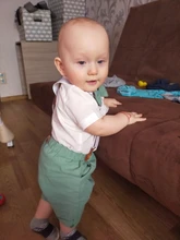 Ropa de verano para bebé, trajes de cumpleaños para caballero, vestido de fiesta de recién nacido, algodón suave, sólido, Rmper + Pantalones con cinturón, conjunto para niño pequeño