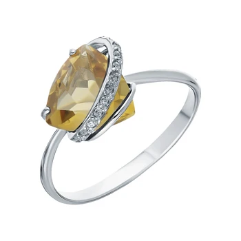 

Silver ring with citrine sunlight sample 925