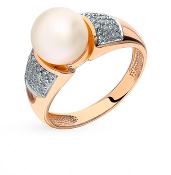 

Gold ring with pearls and diamonds sunlight sample 585