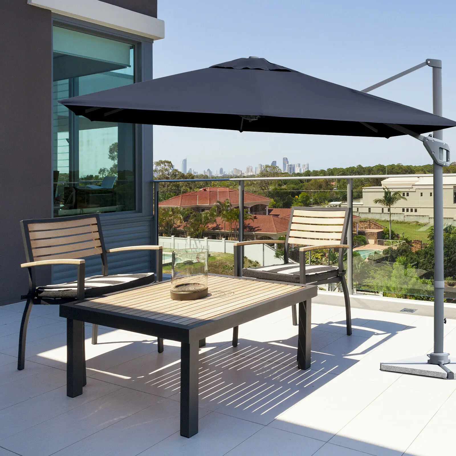 10x10 ft Patio Offset Cantilever Umbrella Aluminum 360° Rotation Tilt  NP10191