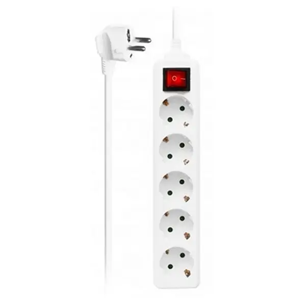 Силовая розетка-5 розеток с выключателем EW3916 Schuko White
