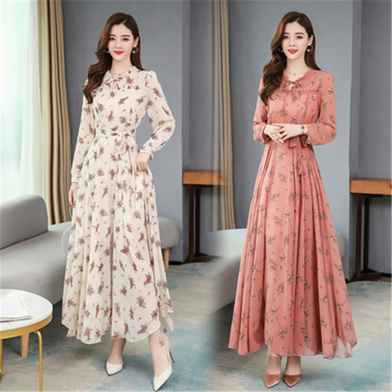 2020 chiffon dress the new retro large size waist