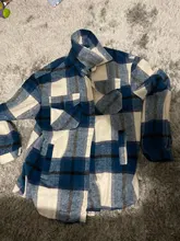 Plaid Shirt Blouses Oversize-Top Chic Fashion Women Woolen ZXQJ Female Casual Ladies