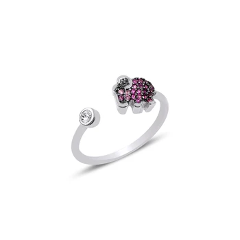 

Silver 925 Sterling Nano Pink Toning Cubic Zirconia Adjustable Tall Elephant Ring
