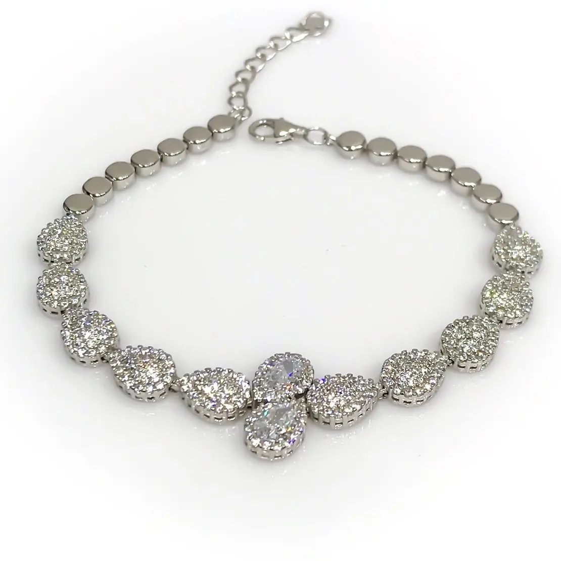 Diamond Work Drop Watercourse Silver Bracelet