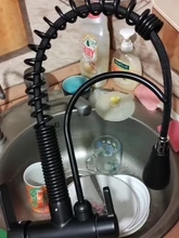 Quyanre-grúa filtrada para cocina, grifo con filtro de agua de rotación 360, mezclador de fregadero de tres vías, color negro mate