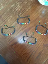 Pulsera clásica de 8mm con cuentas de piedra de Lava para hombre y mujer, cadena de 7 colores, cuerda tejida, Yoga, amistad, joyería ajustable