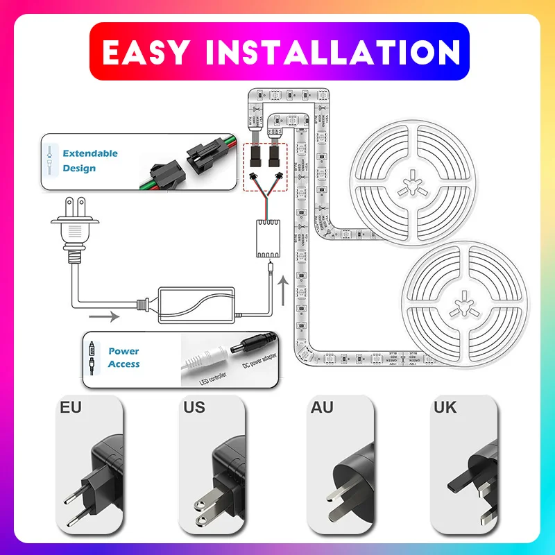 DreamColor LED Strip Lights, fita flexível, funciona