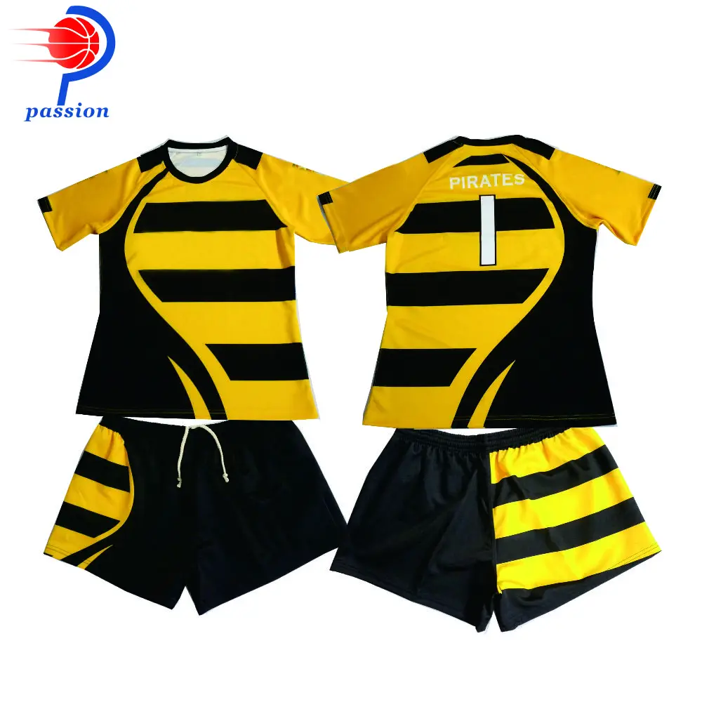 

MOQ 5 Sets $47 Each OEM Service Men's Sublimation Customizable Team Set Rugby Jersey Rugby Uniforms