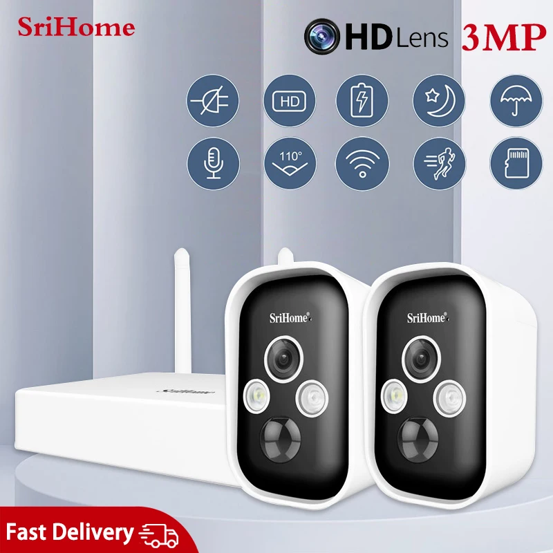 Sricam 1296P 3-мегапиксельная HD-камера видеонаблюдения Wi-Fi System Kit Беспроводная домашняя