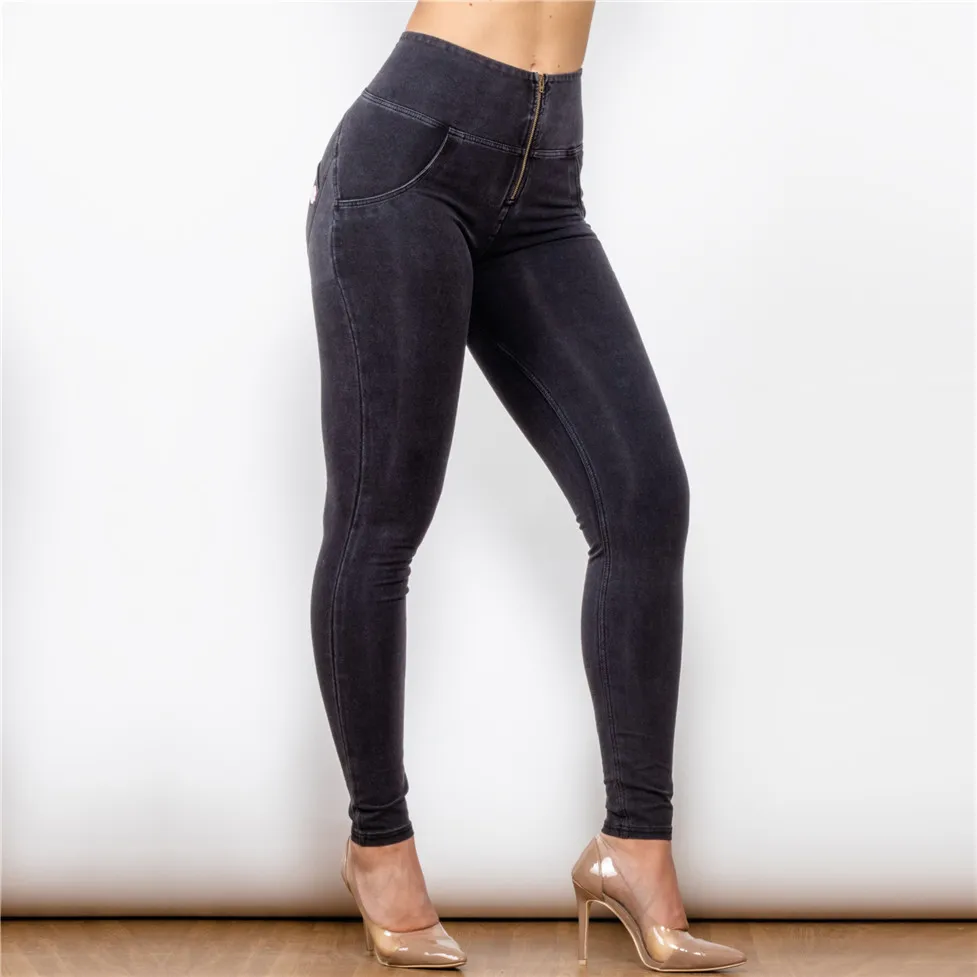 High Waist Elastic Straight Denim 