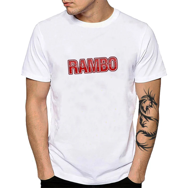 Джон Рэмбо Первая кровь футболки Рэмбо забавная футболка по мотивам фильма кинжалов пистолет оружие Сильвестр сталлон o-образным вырезом мужские топы YH049 - Цвет: YH04902