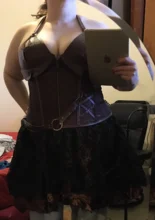 Steampunk Skirt Corset Lace-Trim Satin Victorian Vintage Plus-Size Women Ruffled Asymmetrical