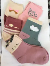 Miaoyoutong-Calcetines de algodón para niños y niñas, calcetín de alta calidad, Jacquard, gato, unicornio, conejo, cómodos y cálidos, 5 pares