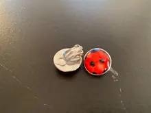 Pendientes de mariquita con Clip para la oreja, aretes de mariquita para Cosplay, circulares, de lunares, regalos de fiesta, joyas de Anime, novedad de 2020