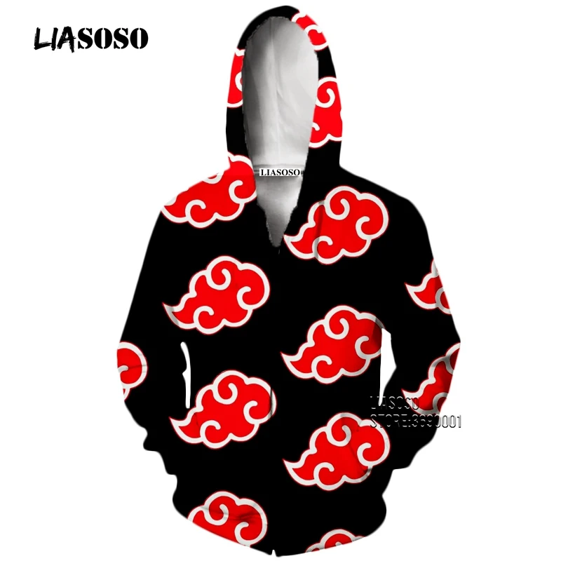 7 LIASOSO 3D принт унисекс аниме Наруто Akatsuki Учиха Итачи Саске толстовки с капюшоном толстовки Повседневная куртка на молнии X2651 - Цвет: 7