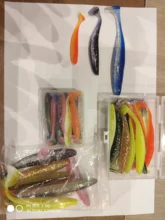 QXO-señuelo suave de pesca, gusano con caja de silicona, Swimbait, Streamer, señuelo cuchara para pescar, conjuntos de tambaleador de 7cm y 10cm