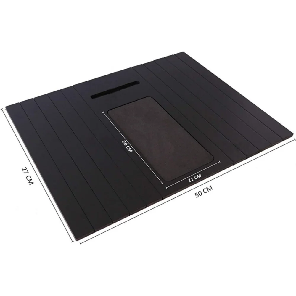 Wooden Side Table With Phone Stand Sofa Tray Mat 50x28 cm Placemat Center Leather Decorative Armrest  Non Slip Folding Design