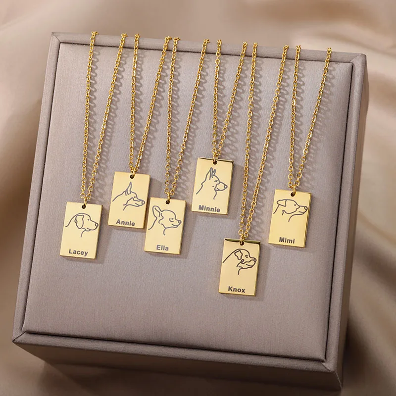 

Custom Dog Necklace With Name Engrave Your Pet Memory Gift Dog Breed Necklace Mom Birthday Pet Personalized Design Lover Jewelry