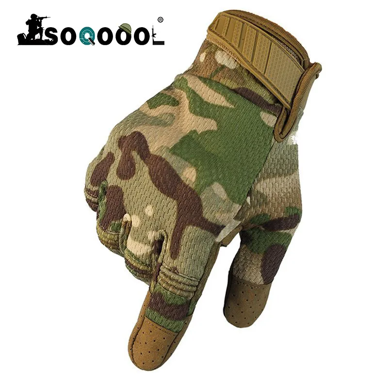 

Soqoool Touch Screen Camouflage Tactical Gloves Men Hard Knuckle Army Military Gloves Breathable Full Bicycle Combat Mittens