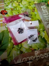 Conjunto de joyas de esmalte de flor rosa de moda, pintura negra de Color oro rosa, juegos de joyería nupcial para mujer, boda 82606