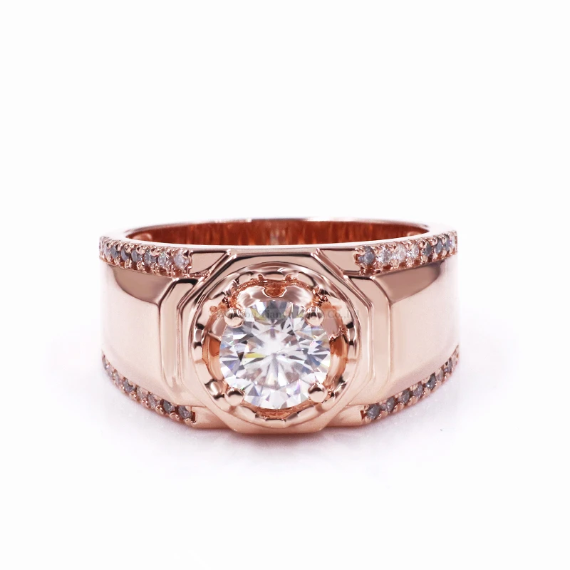 Tianyu драгоценные камни позолоченное мужское кольцо 6 5 мм механический 1.0ct VS