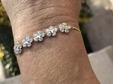 Flower Bracelet Pulseras Zircon Romantic 14K Real-Gold Super-Shine Women Luxury Daily-String