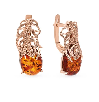 

Silver earrings with amber sunlight sample 925 test