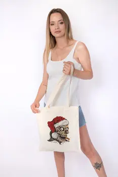 

Angemiel Bag Pro Smoking Christmas Skeleton Shopping Beach Tote Bag