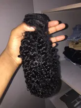 Rizado rizado mechones Pelo Rizado mongol mechones de cabello humano postizo mechones 100% Color Natural sin procesar del pelo humano que teje 3 ofertas de extensiones