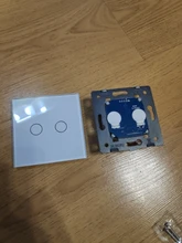 LIVOLO 2 lámparas Toque pared Interruptor de luz, templado panel de vidrio, rojo azul iluminar desde el fondo,dedo el sensor