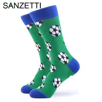

SANZETTI 1 Pair Happy Men's Socks Football Colorful Comfortable Combed Cotton Animal Funny Pattern Gift Wedding Dress Gym Socks