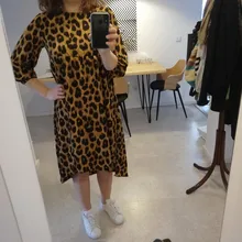 Printed Dresses Robe Bohemian Long-Sleeve VONDA Leopard Casual Women Vestidos Femme O-Neck