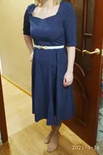 Dress Women Square Collar A-Line Backless Sexy Capucines Vintage Autumn 3/4-Sleeve Dot Print