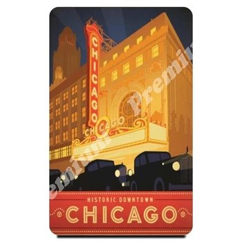 

Chicago souvenir magnet vintage tourist poster