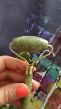 Gua Sha-Rodillo de piedra de jade para masaje facial, rodillo estiramiento piel cuello, doble cabezal, relajación de la piel, piedra de jade natural